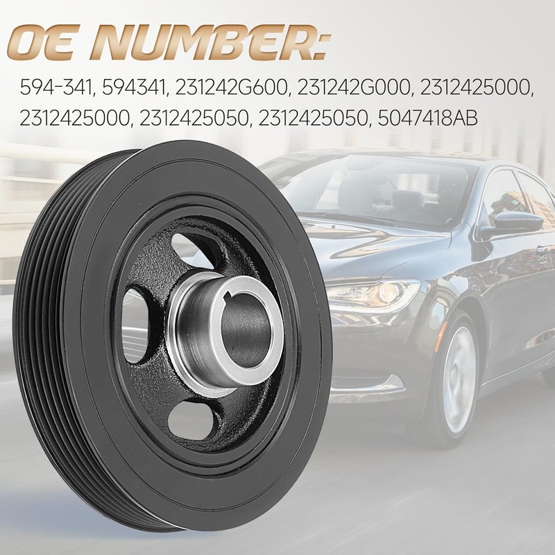 WILDGEAR Engine Harmonic Balancer Crankshaft Pulley Fit for Hyundai Sonata, Santa Fe, Santa Fe Sport, Tucson & Jeep Cherokee & Kia Optima & Chrysler 200 & Ram ProMaster City & Fiat 500X OE 594-341 231242G600 - Image 4